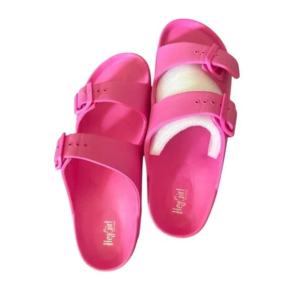 Hey Girl by Corkys Womens Pink EVA Double Strap Buckle Slide Sandals Size 10 New - Picture 5 of 7